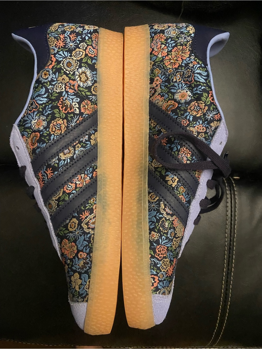 Floral Navyish Purple Adidas with Gum Sole